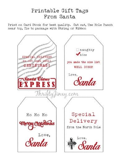 Free Santa Gift Tag Printable