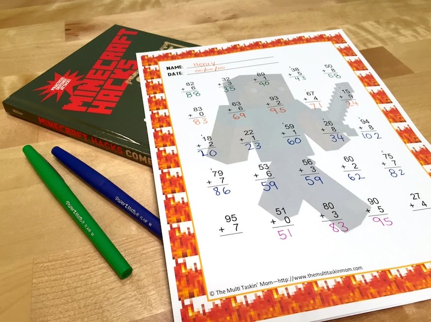 Free Printable Minecraft Math Worksheets Thrifty Jinxy