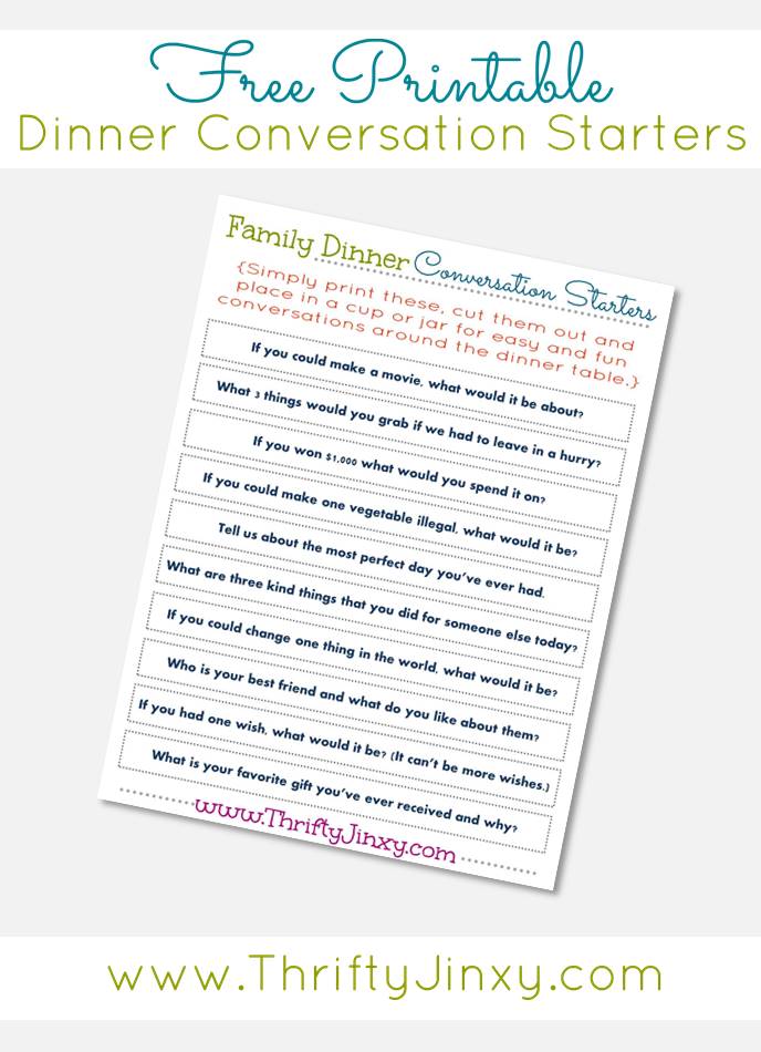 Effortless Meals and Family Dinner Conversation Starters - Thrifty Jinxy