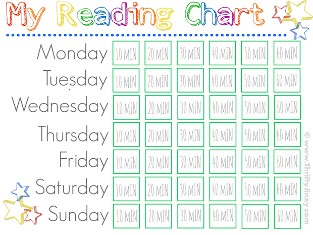 Free Printable Reading Chart Thrifty Jinxy