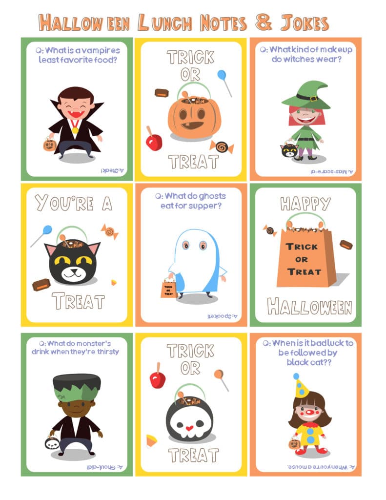 Printable Halloween Lunchbox Notes And Lunch Ideas Thrifty Jinxy