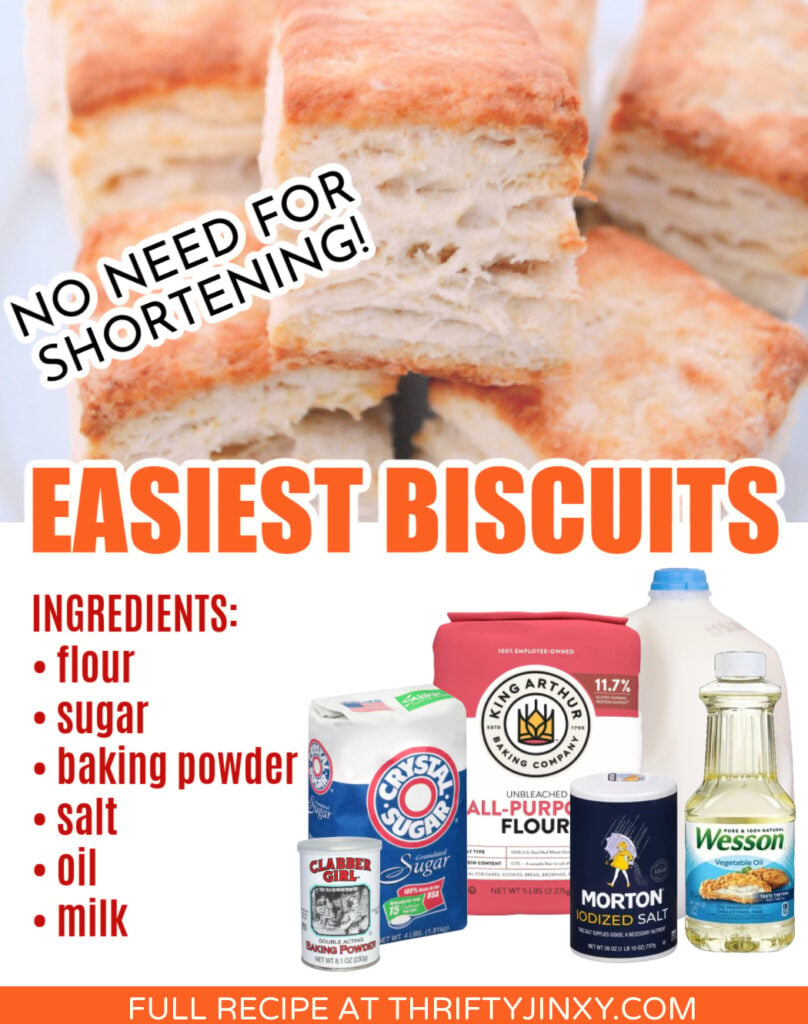 EASY BISCUITS WITH NO SHORTENING with Ingredient Photos