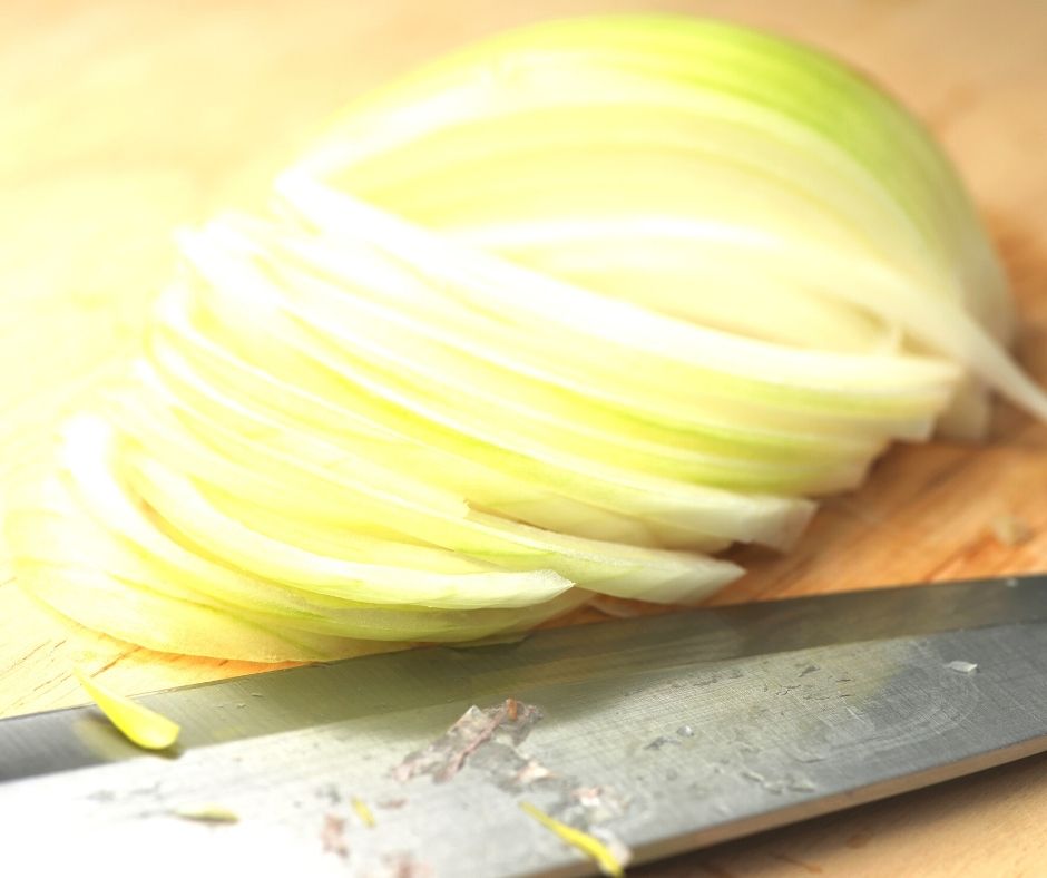 thin sliced yellow onion