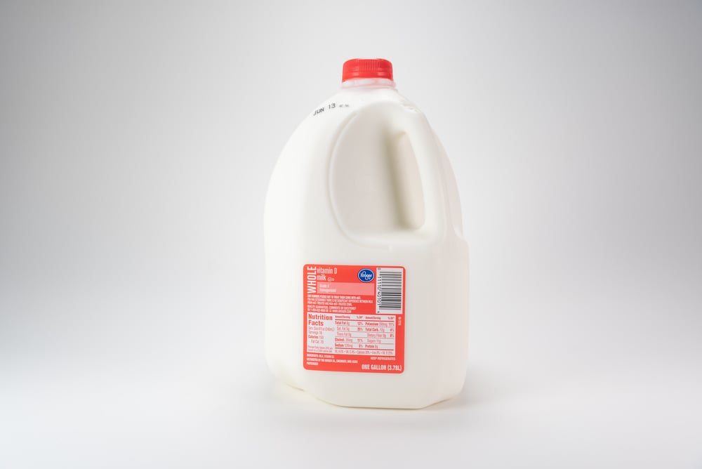 Whole Milk Gallon Isolated on White Background