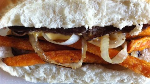 Sweet Potato Fries Steak Sandwich