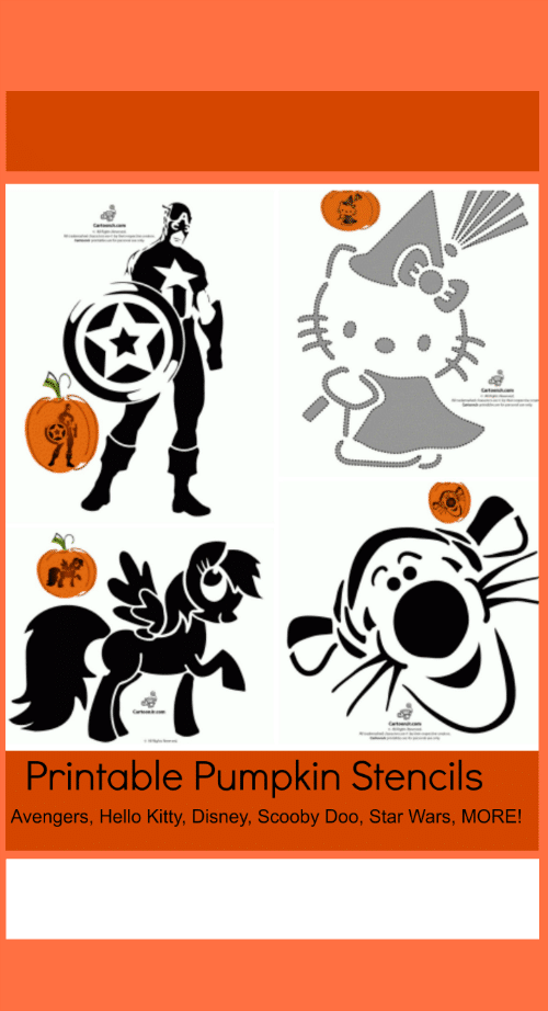 FREE Printable Pumpkin Stencils: Avengers, Hello Kitty, Disney, Scooby