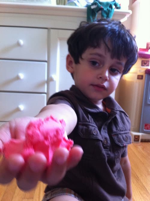 Little Boy Playing with Moon Dough