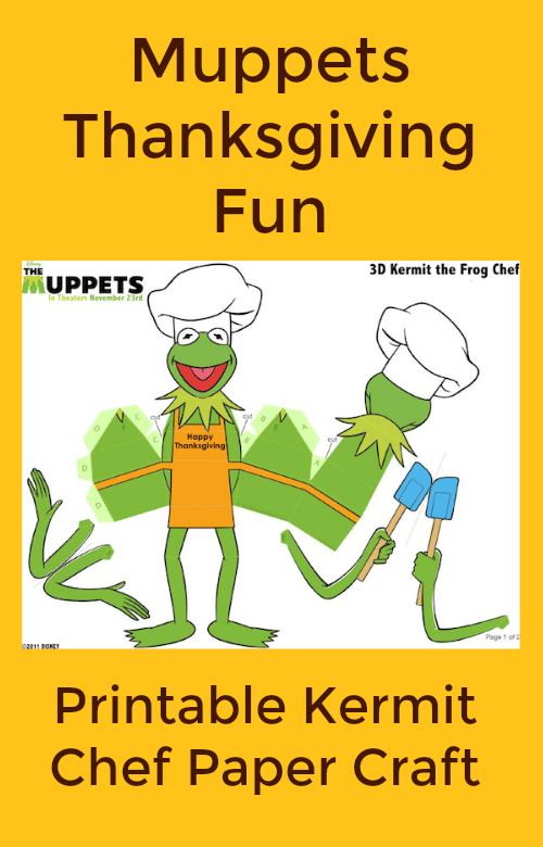 Free Printable Thanksgiving Kermit Chef Paper Craft from The Muppets