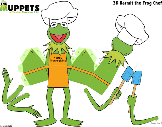 Kermit the Frog Thanksgiving Paper Craft