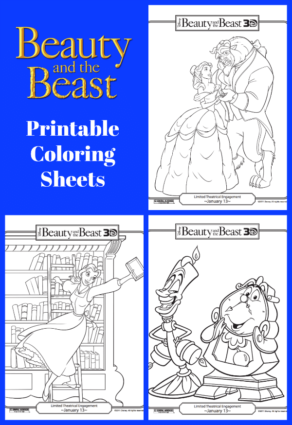 Beauty and the Beast Printable Coloring Sheets