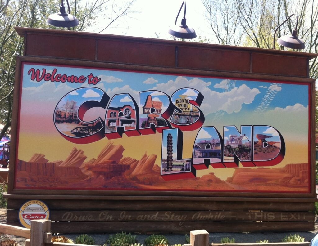 Welcome to Disneyland Cars Land Sign