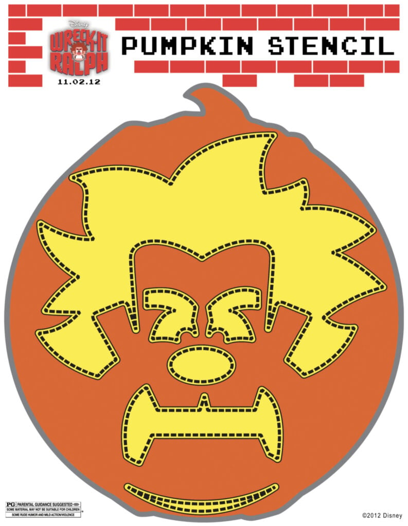 Free Printable Wreck It Ralph Pumpkin Stencil