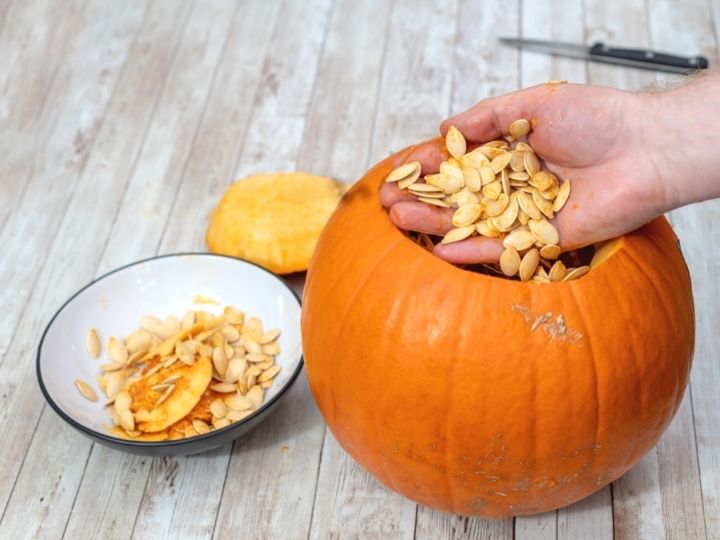 Removing Seeds from Pumpkin