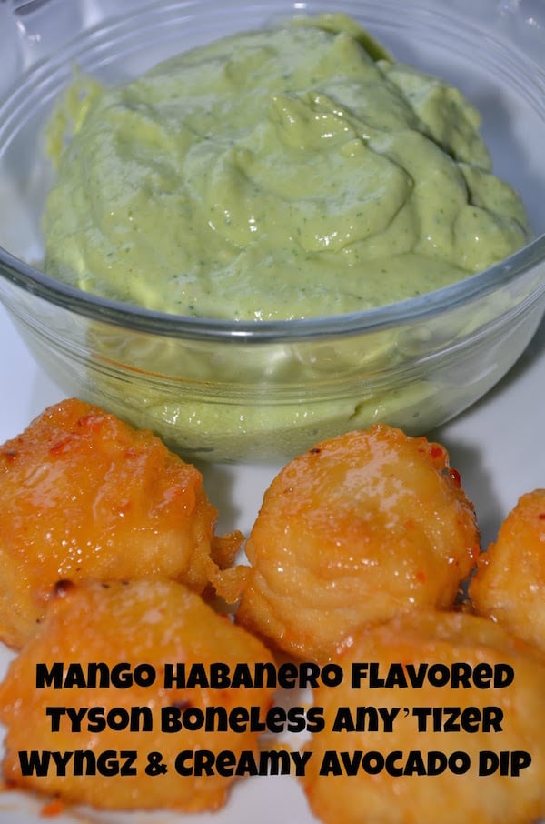 Mango Habanero Flavored Tyson Boneless Any’tizer Wyngz Creamy Avocado Dip
