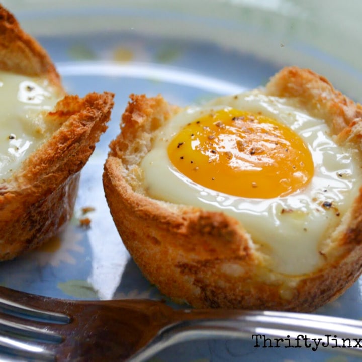 Breakfast Recipe Easy Egg and Toast Cups! Thrifty Jinxy