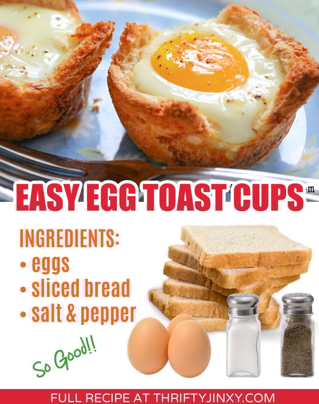 Breakfast Recipe Easy Egg and Toast Cups! Thrifty Jinxy