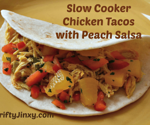 Slow Cooker Chicken Tacos with Peach Salsa