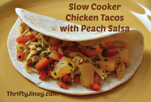 Slow Cooker Chicken Tacos with Peach Salsa