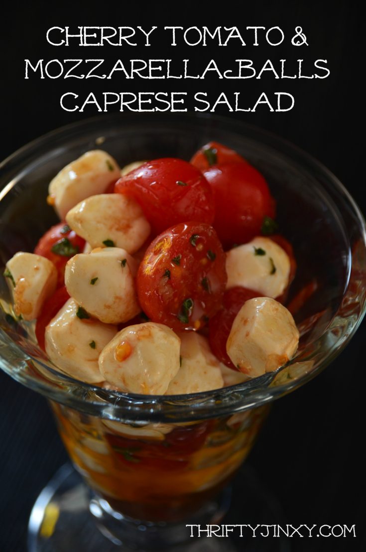 Cherry Tomato and Mozzarella Balls Caprese Salad Recipe Thrifty Jinxy