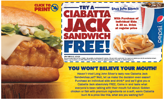 ciabatta jack sandwich Long John Silvers