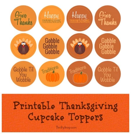 Printable Thanksgiving Cupcake Toppers