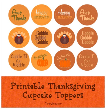 FREE Printable Thanksgiving Cupcake Toppers - Thrifty Jinxy