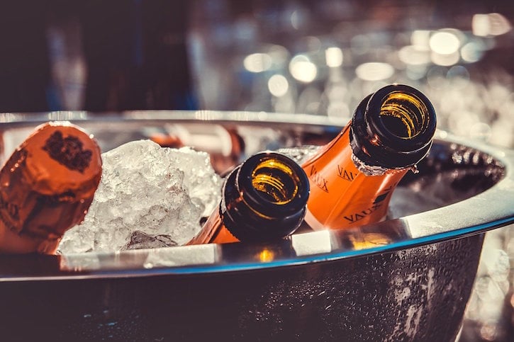 Champagne Bottles Chilling On Ice