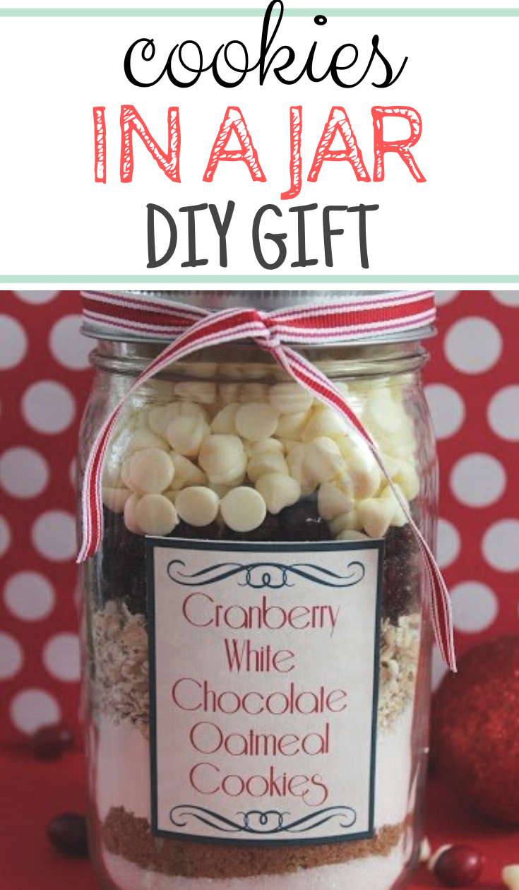 Cranberry White Chocolate Oatmeal Cookie in a Jar Recipe with FREE