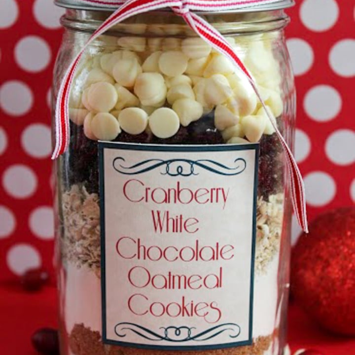 Cranberry White Chocolate Oatmeal Cookie in a Jar Recipe with FREE ...