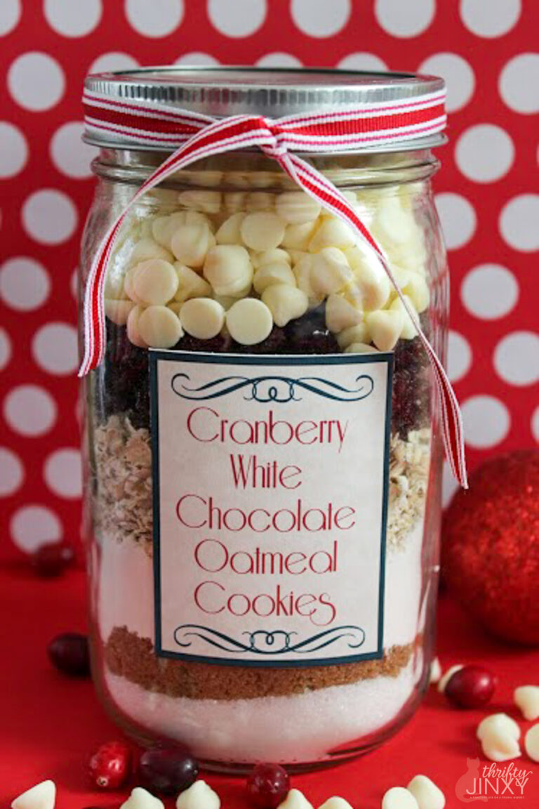 Cranberry White Chocolate Oatmeal Cookie in a Jar Recipe with FREE ...