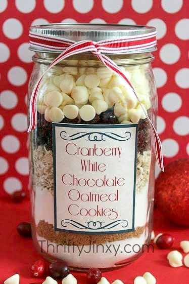 Cranberry White Chocolate Oatmeal Cookie in a Jar