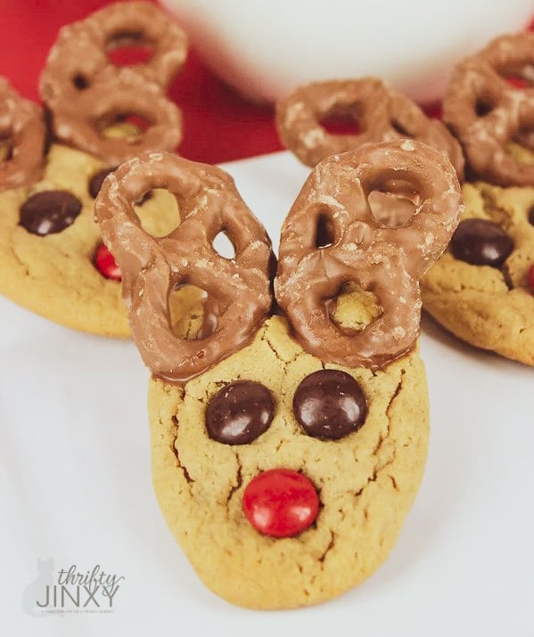 Peanut Butter Pretzel Reindeer Cookie
