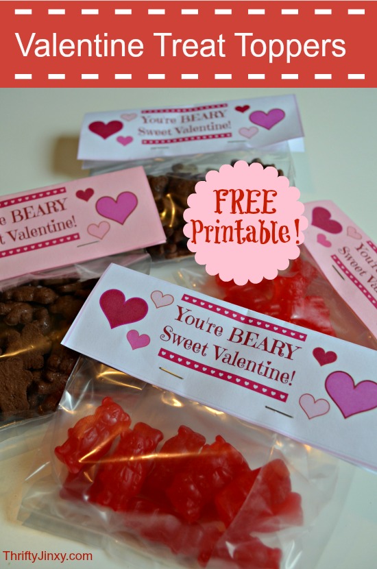 Free Printable Valentines Day Treat Toppers Thrifty Jinxy