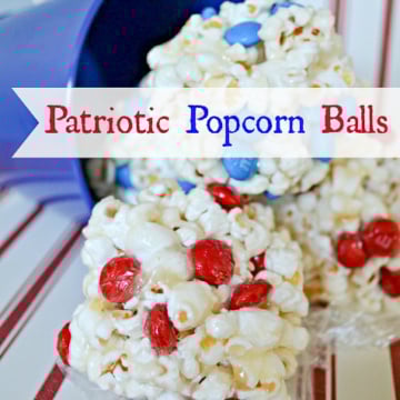 Patriotic Popcorn Balls with M&Ms