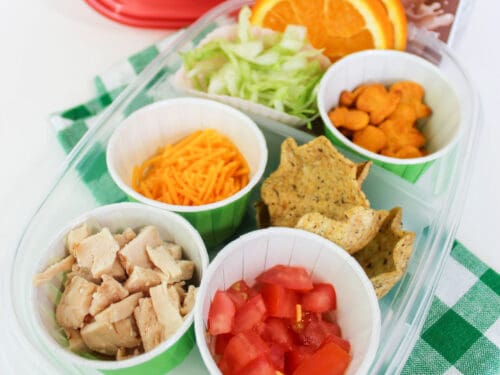 Chicken Taco Bento Box Lunch with Printable Lunchbox Notes - Thrifty Jinxy