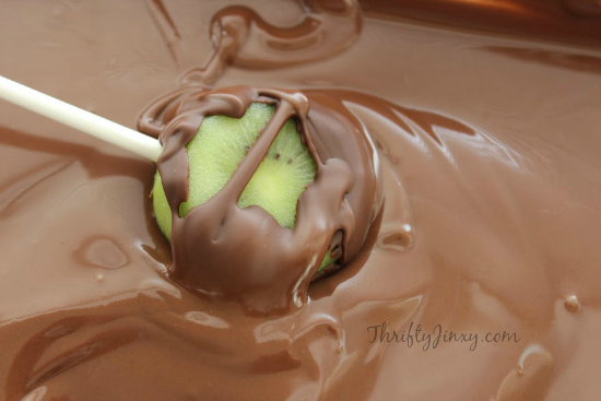Chocolate Dipped Kiwi Pops Dipping