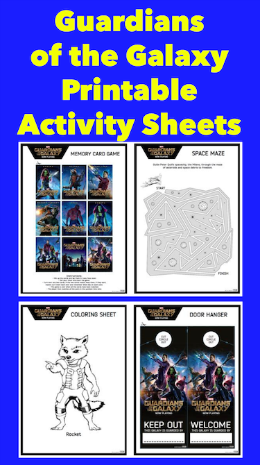 Guardians of the Galaxy Printable Activity Sheets