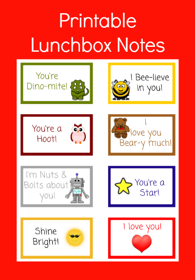 Printable Lunchbox Notes