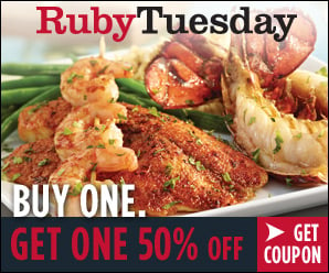 Try Ruby Tuesday's New Menu with a B1G1 50% Off Coupon 