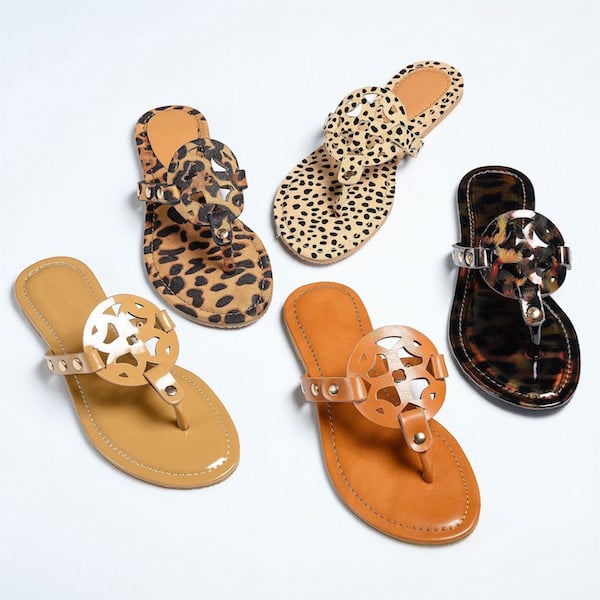 Tory burch animal print flip online flops