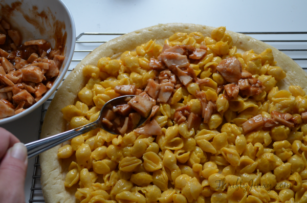 Mac and Cheese Barbecue Chicken Pizza Recipe Assembly