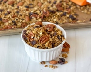 Pumpkin Pie Granola in dish.