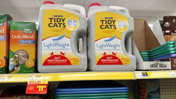 Dollar General Cat Litter Shelf with Tidy Cats LightWeight