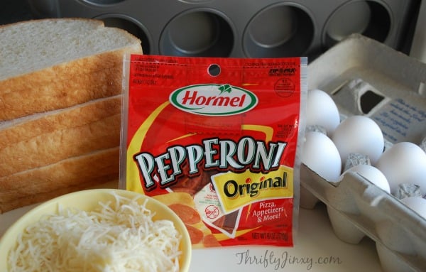 Pepperoni Breakfast Cups Recipe Ingredients with Hormel Pepperoni