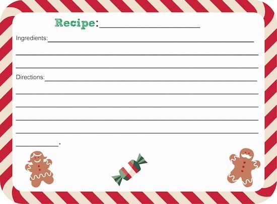 Printable Christmas Recipe Card