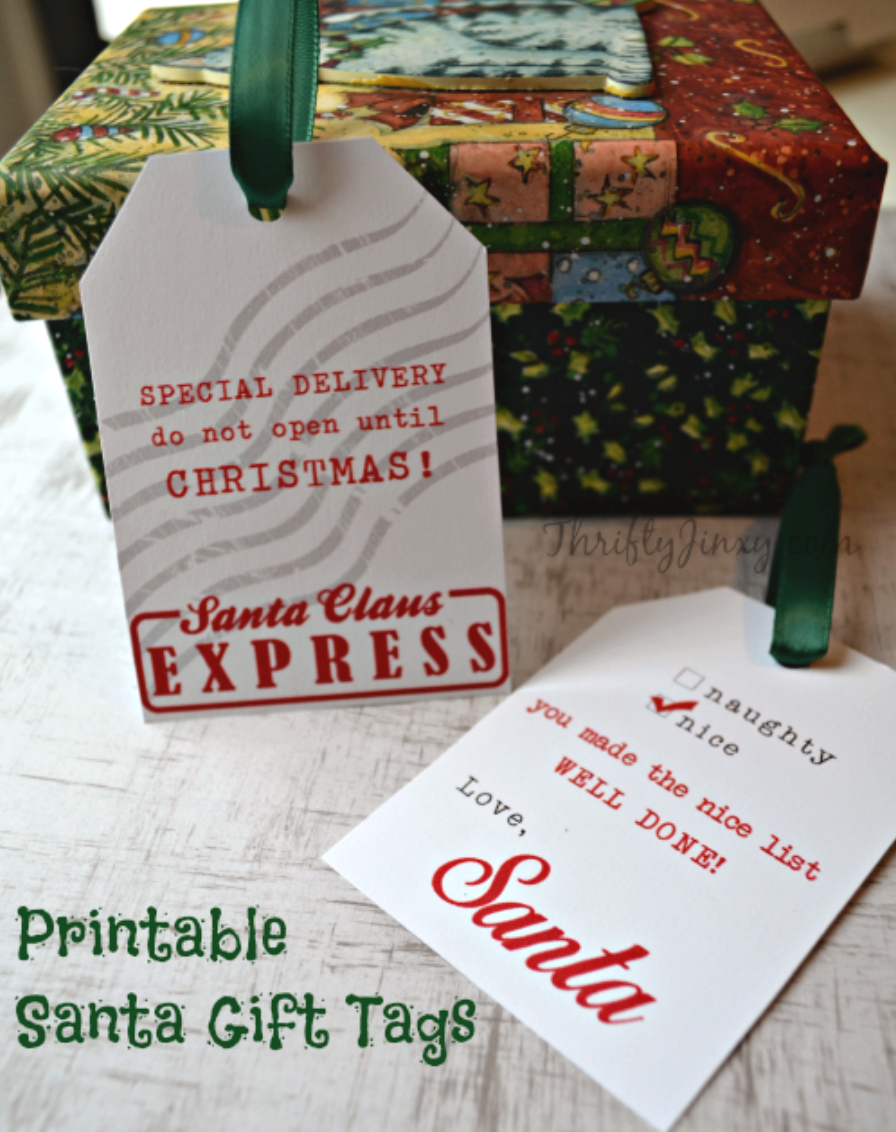 Printable Santa Gift Tags and Other FREE Santa Printables - Thrifty Jinxy