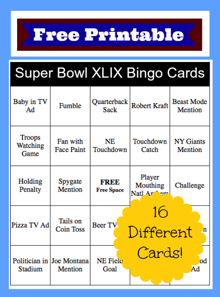 Printable Super Bowl Bingo Cards