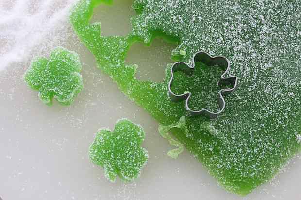 Making Homemade St. Patrick's Day Gum Drops with a cookie cutter
