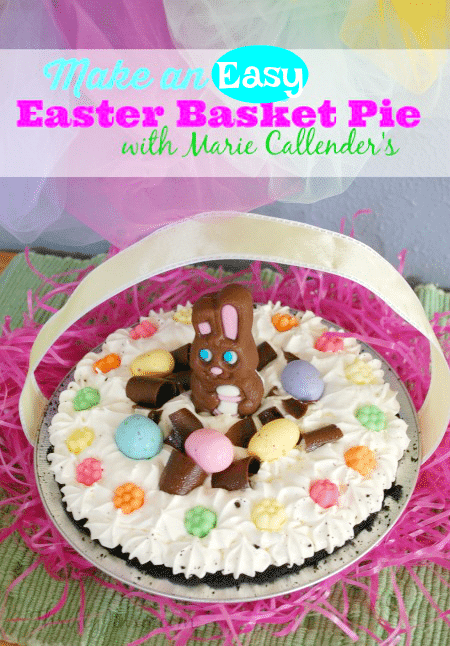 Easter Basket Pie made with frozen chocolate pie