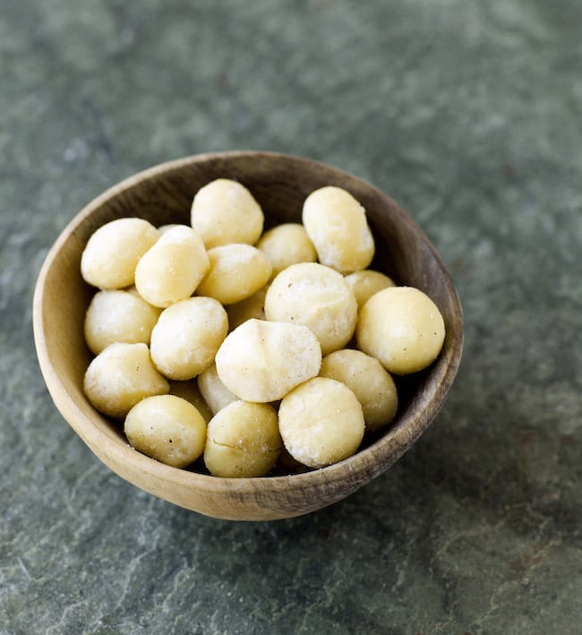 Macadamia Nuts in wooden bowl